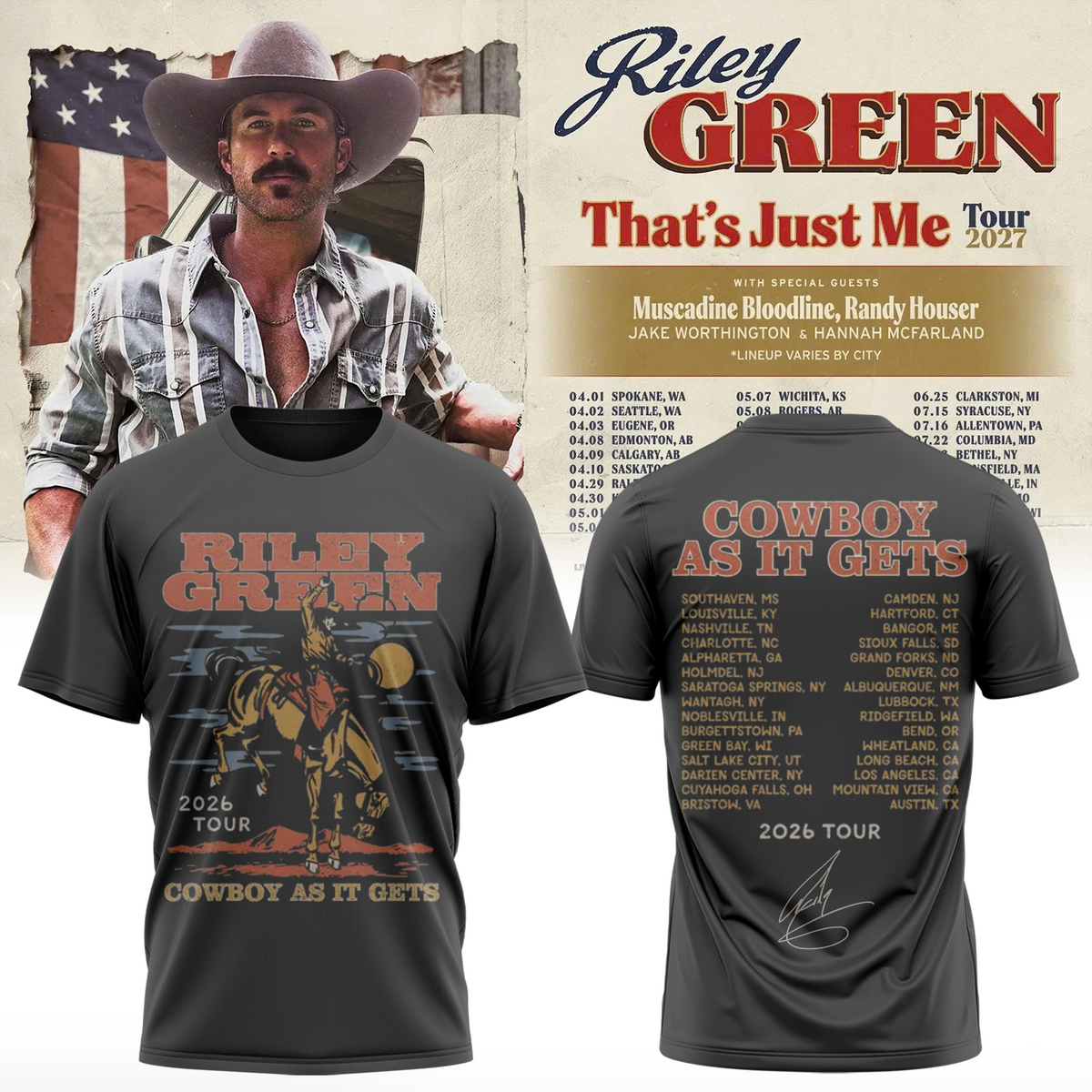 Riley Green That’s Just Me Tour signed TShirt