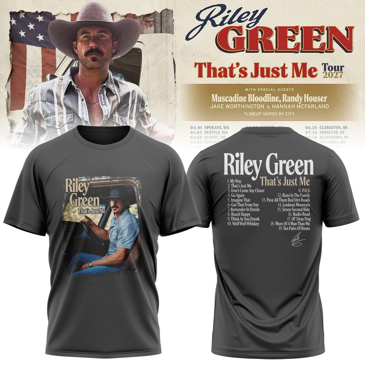 Riley Green That’s Just Me Tour signed TShirt