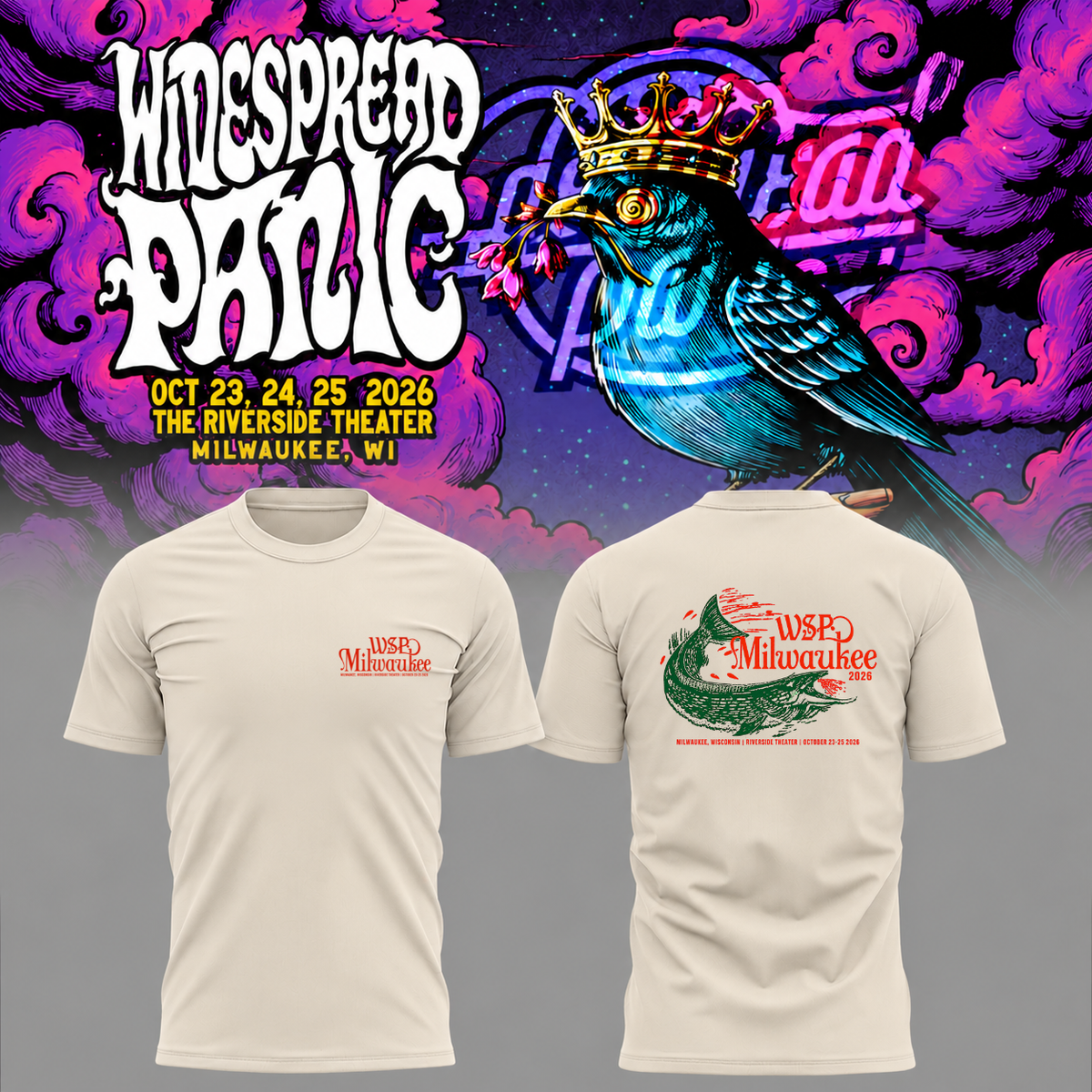 Widespread Panic Milwaukee, 3-Night Run at Riverside Theater, WI 2026 Event T-shirt