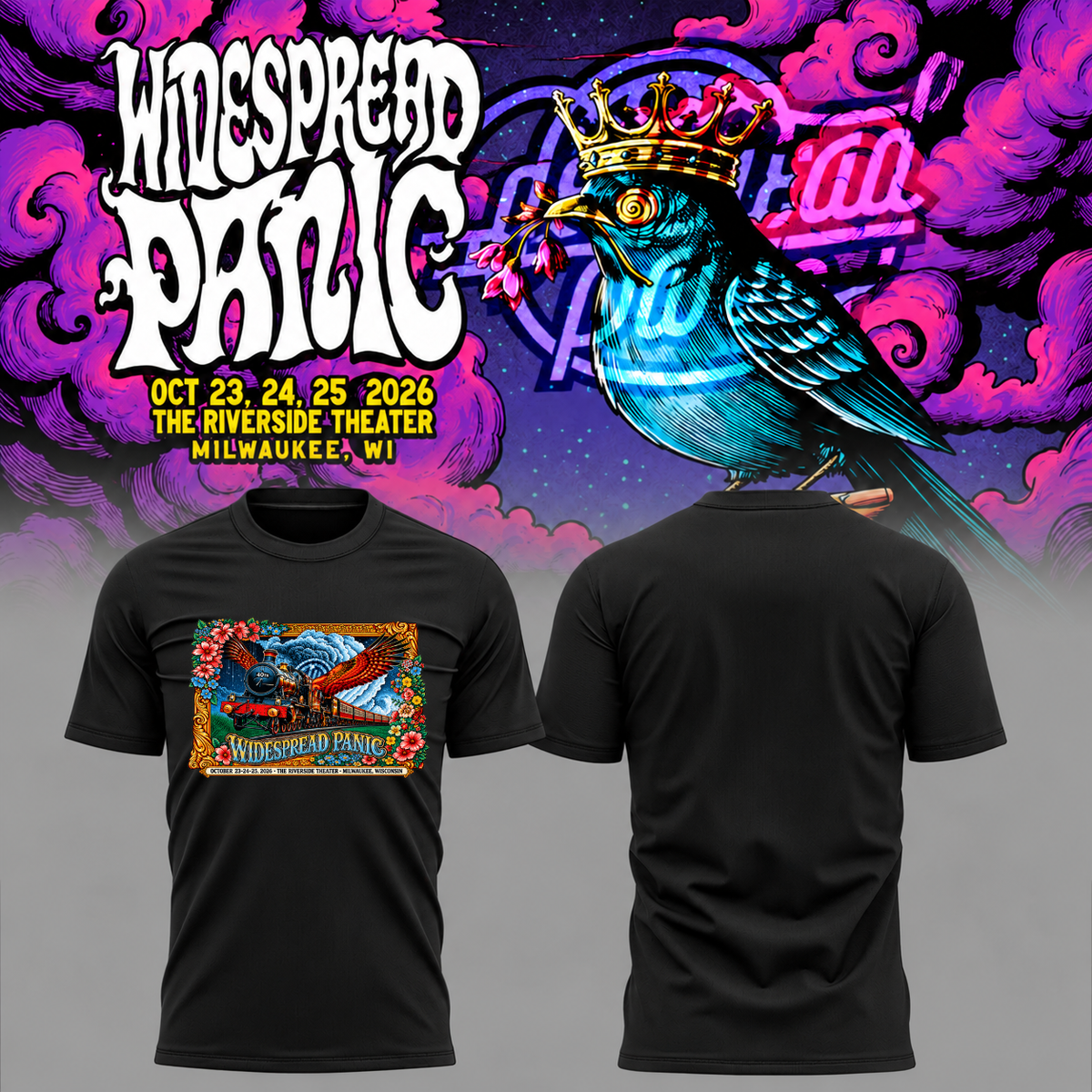Widespread Panic Milwaukee, 3-Night Run at Riverside Theater, WI 2026 Event T-shirt