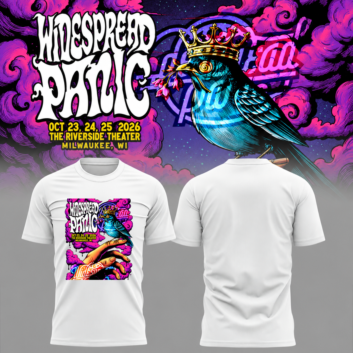 Widespread Panic Milwaukee, 3-Night Run at Riverside Theater, WI 2026 Event T-shirt