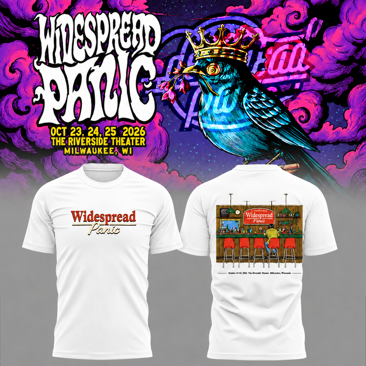 Widespread Panic Milwaukee, 3-Night Run at Riverside Theater, WI 2026 Event T-shirt