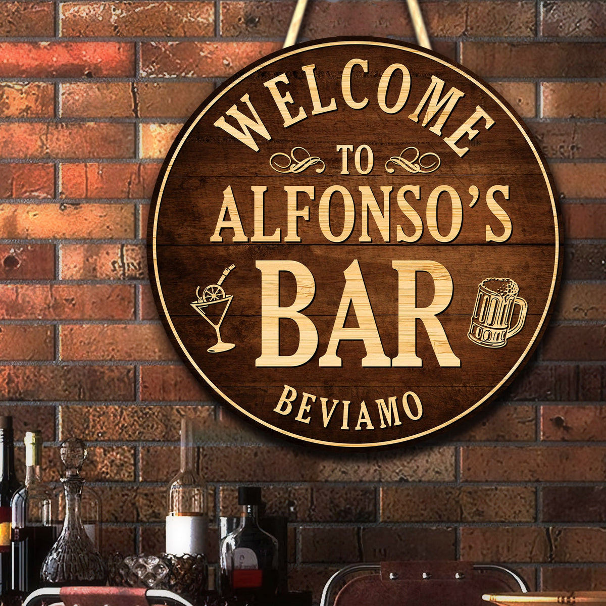 Personalized Whiskey Bar Wood Sign: Custom Man Cave Decor