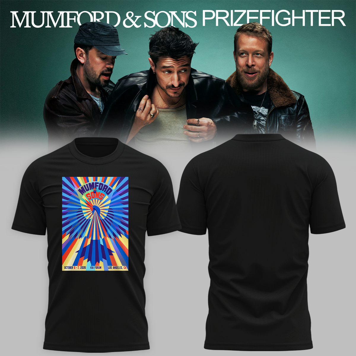 Mumford And Sons Los Angeles CA 2026 Exclusive Event Tee Prizefighter Tour October 6 7 2026 T-Shirt