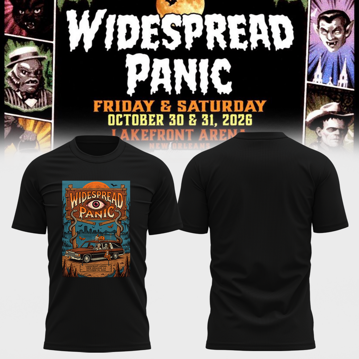 🚗 Widespread Panic Vintage Horror Tee