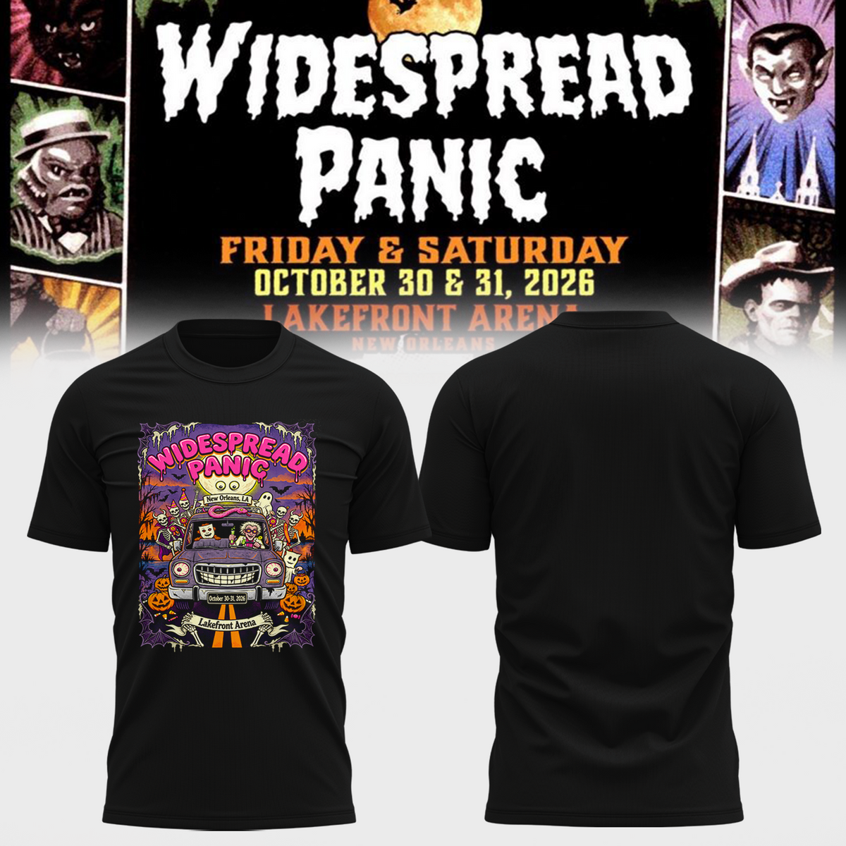🚗 Widespread Panic Vintage Horror Tee