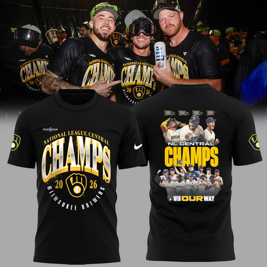 Milwaukee Brewers Fanatics 2026 NL Central Division Champions Locker Room T-Shirt (Copy)