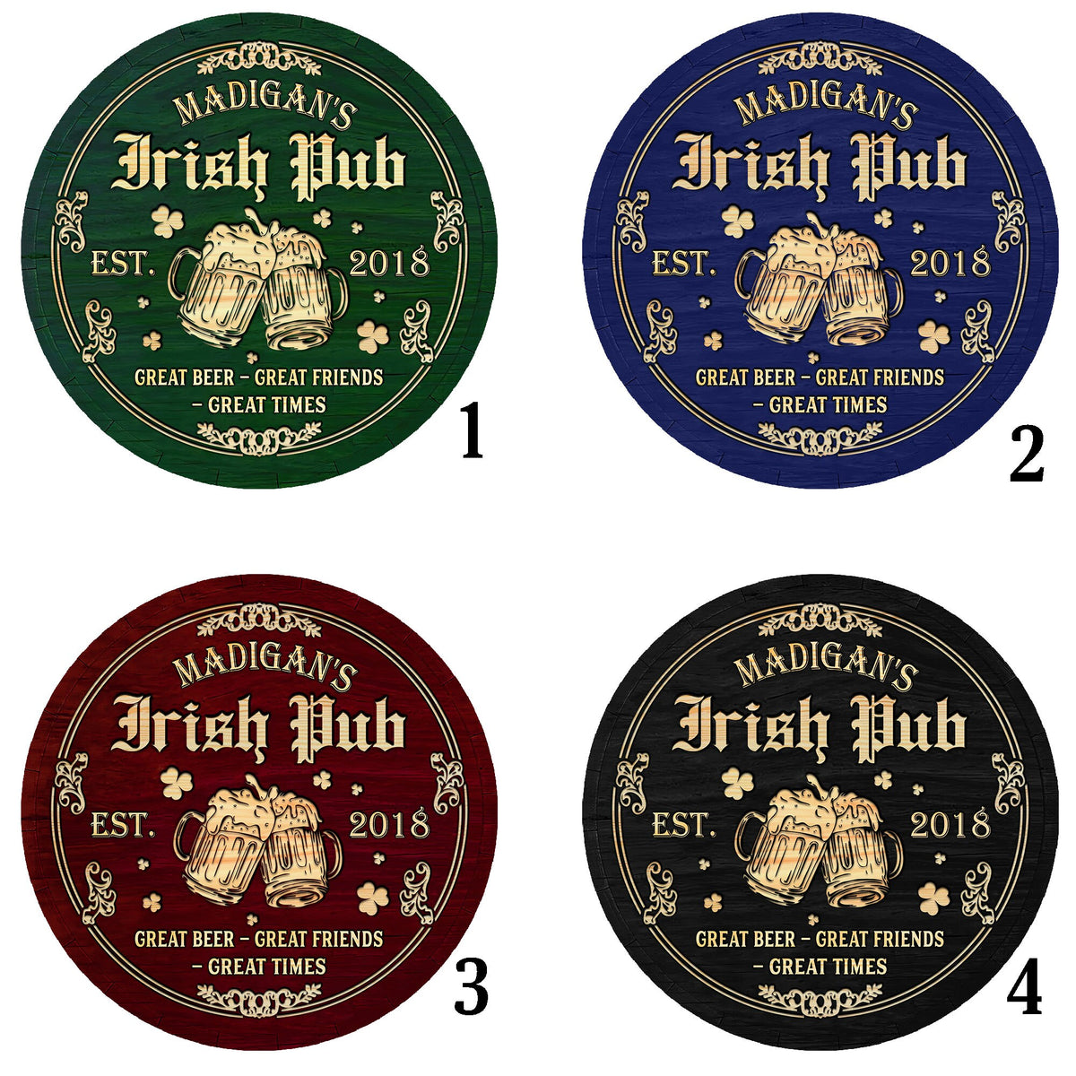 Personalized Irish Pub Bar Sign, Irish Round Wooden Signs, St. Patrick's Day Decor, Irish Bar Sign, Wood Bar Sign, Irish Pub Wood Sign