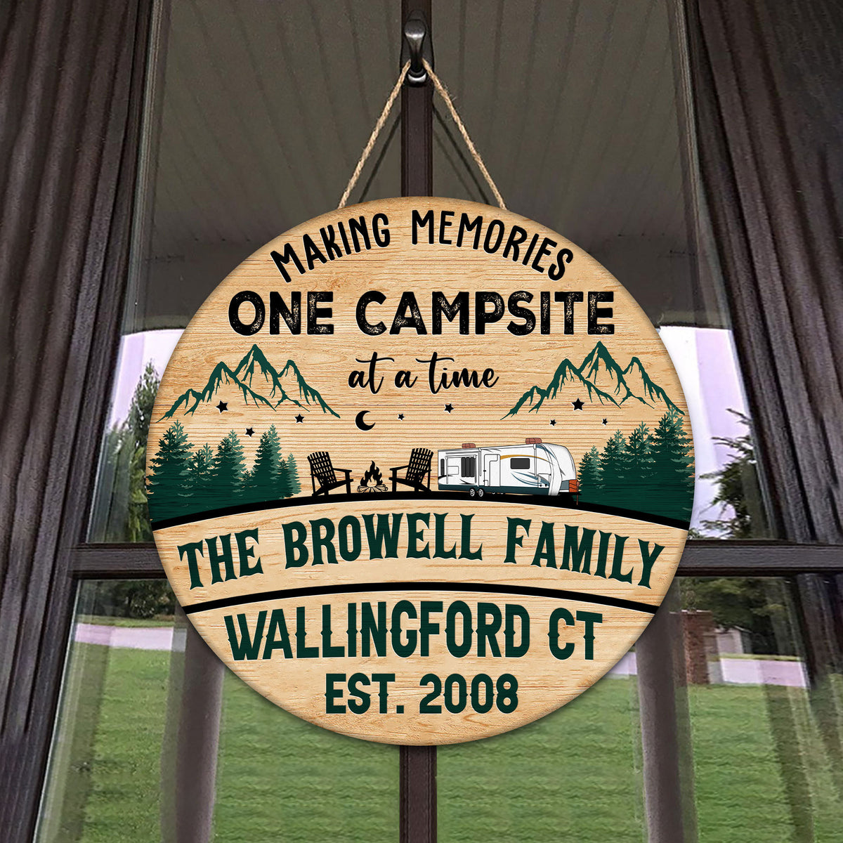 Personalized Campsite Wood Sign: Custom Family Name Cabin Decor