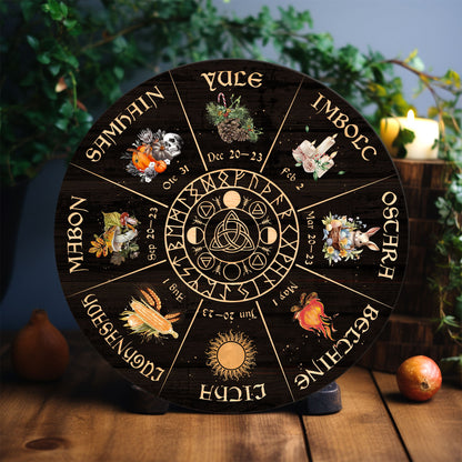 Personalized Pentagram Wheel Of The Year Wooden Sign, Wicca Wheel Of The Year, Witch Calendar 2025, Pagan Advent Calendar