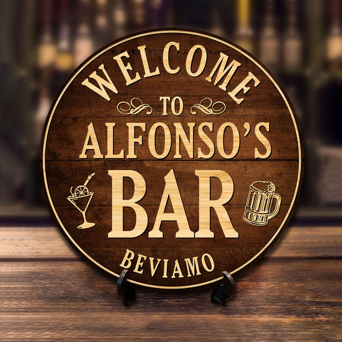 Personalized Whiskey Bar Wood Sign: Custom Man Cave Decor