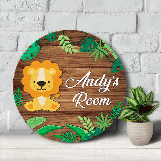 Personalized Lion Kids Room Sign: Jungle Decor