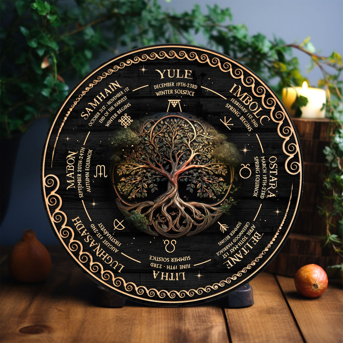 Personalized Wheel Of The Year Wooden Sign, Owl Wheel Of The Year, Wicca Wheel Of The Year 2024, Witch Calendar 2024, Pagan Advent Calendar