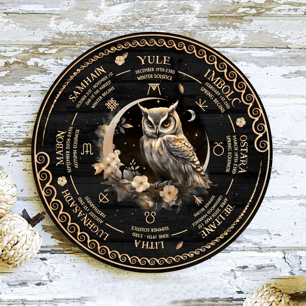 Personalized Wheel Of The Year Wooden Sign, Owl Wheel Of The Year, Wicca Wheel Of The Year 2024, Witch Calendar 2024, Pagan Advent Calendar