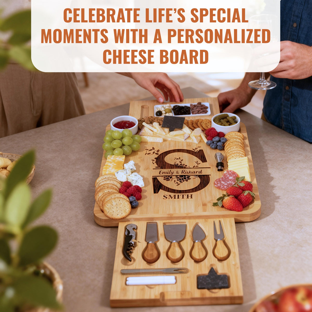 Expanding Charcuterie Board Set with Custom Engraving, Ideal Realtor Closing Gift, Wedding Gift, Housewarming Gift, Bridal Shower gift