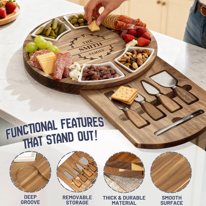 Personalized Home Sweet Home Charcuterie Board, Custom Engraved Wedding Gift, Housewarming, Anniversary, Unique Cheese Board with Knives