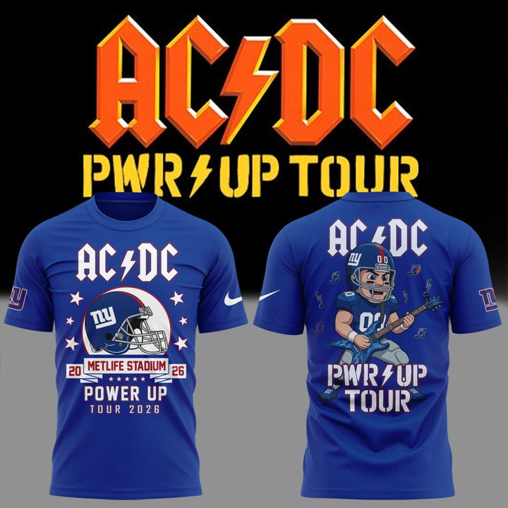 Blue Shirt AC/DC x New York Giants - POWER UP TOUR 2026 T-Shirt