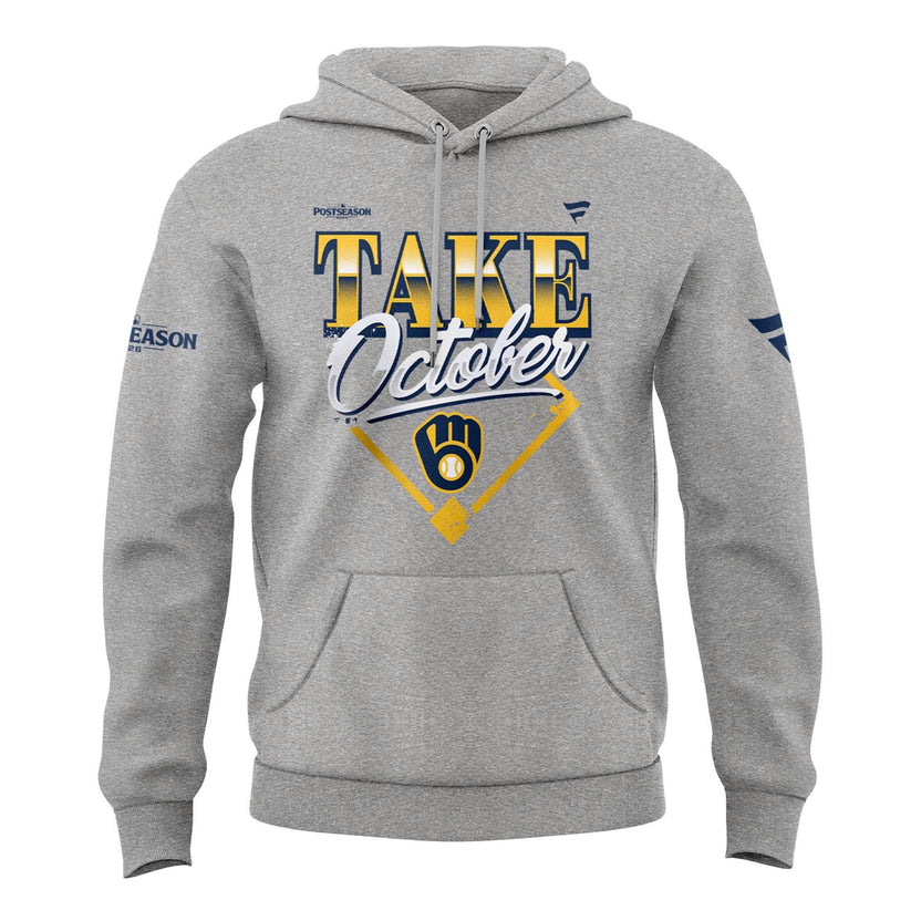 01.38. (Adult & Kids) Milwaukee Brewers Gray 2026 Division Series Champions Take October Hoodie