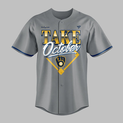 01.08. Jersey Milwaukee Brewers Take October - NL Central Division Champions 2026 Baseball Jersey