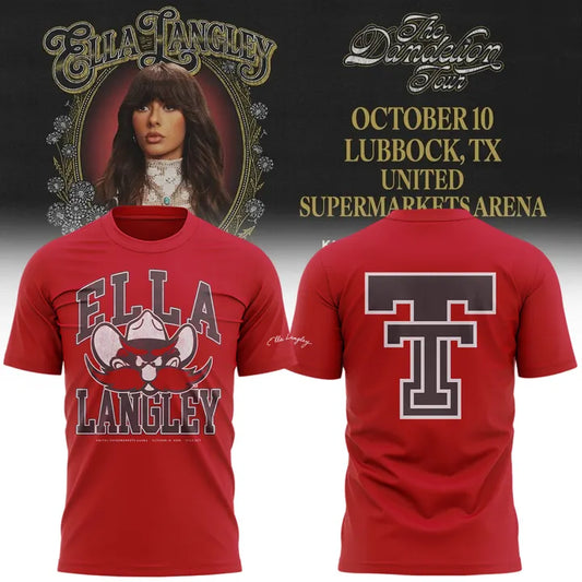. Texas Tech Red Raiders x Ella Langley-The Dandelion Tour 2026 Shirt Red V3