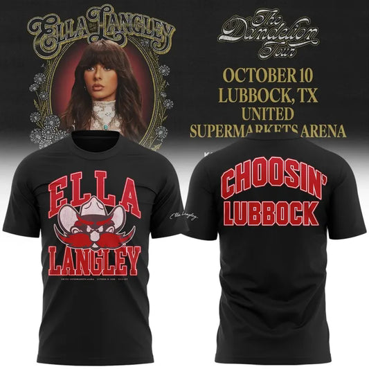 . Texas Tech Red Raiders x Ella Langley-The Dandelion Tour 2026 Shirt Black