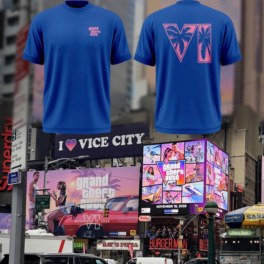 Grand Theft Auto VI "Vice City Royal Blue" Graphic Tee