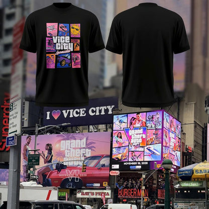 Grand Theft Auto VI "Vice City Leonida Grid" Black Tee