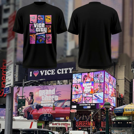 Grand Theft Auto VI "Vice City Leonida Grid" Black Tee