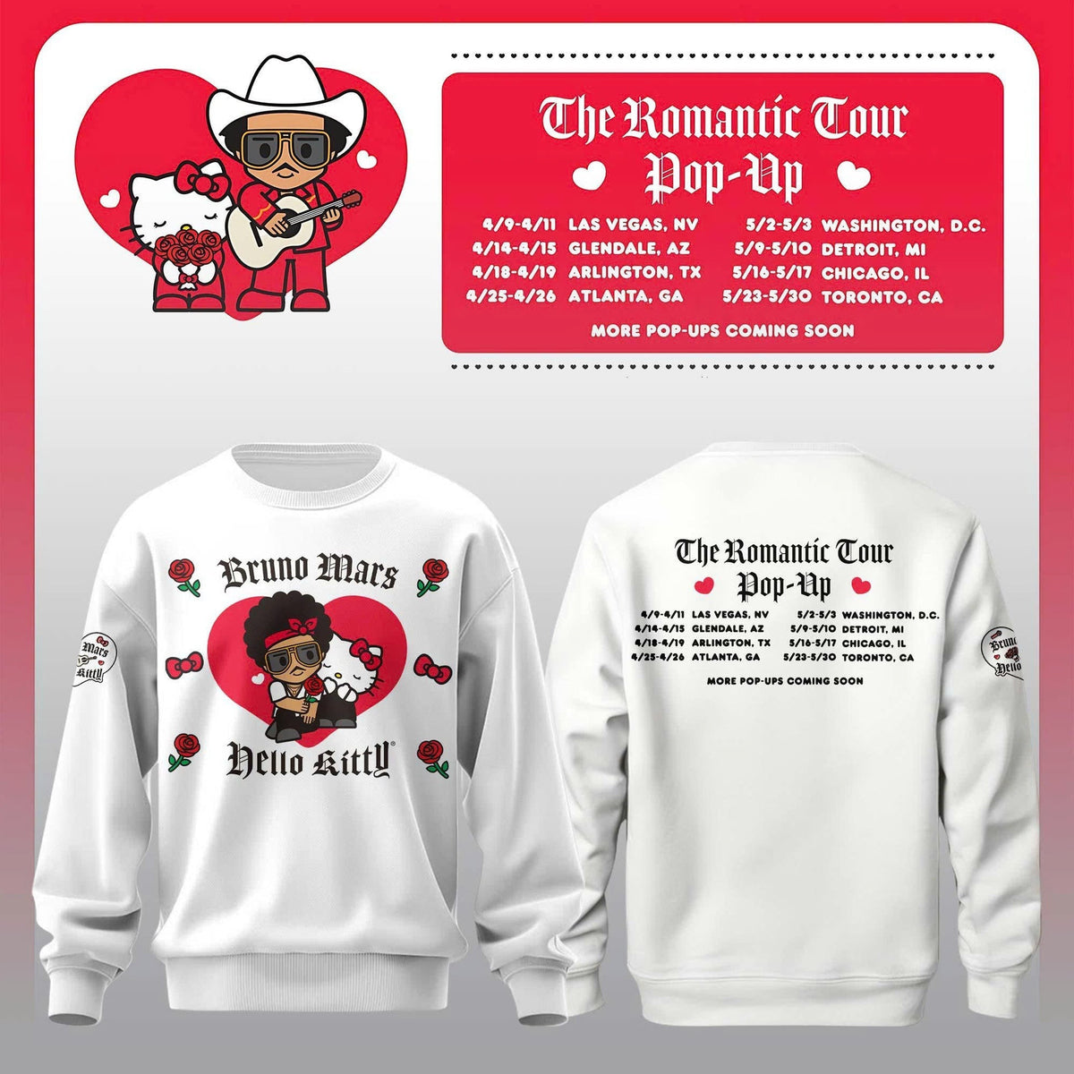 Bruno Mars x Hello Kitty "The Romantic Tour" Sweatshirt